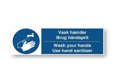 Påbudsskilt "Vask hænder"